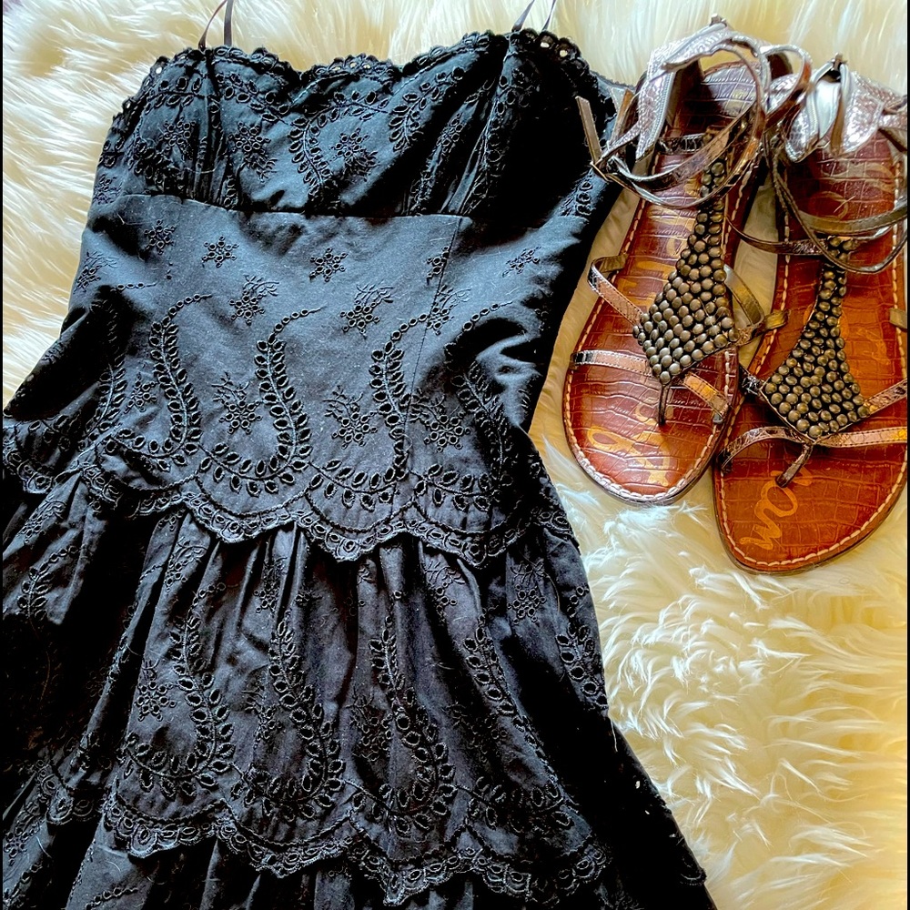 BCBG Black sundress with tiered ruffled hem